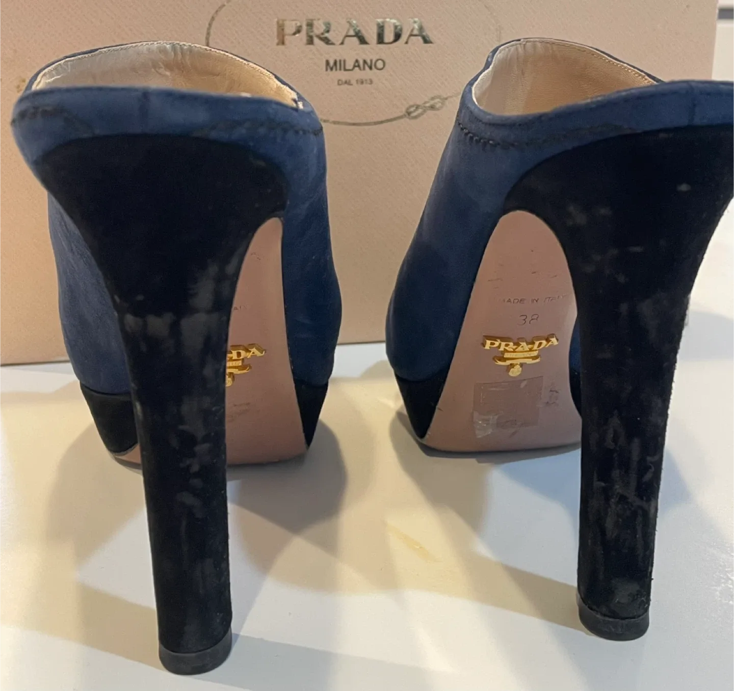 Prada Blue Suede  Heels, Size 8 image indicator(4)