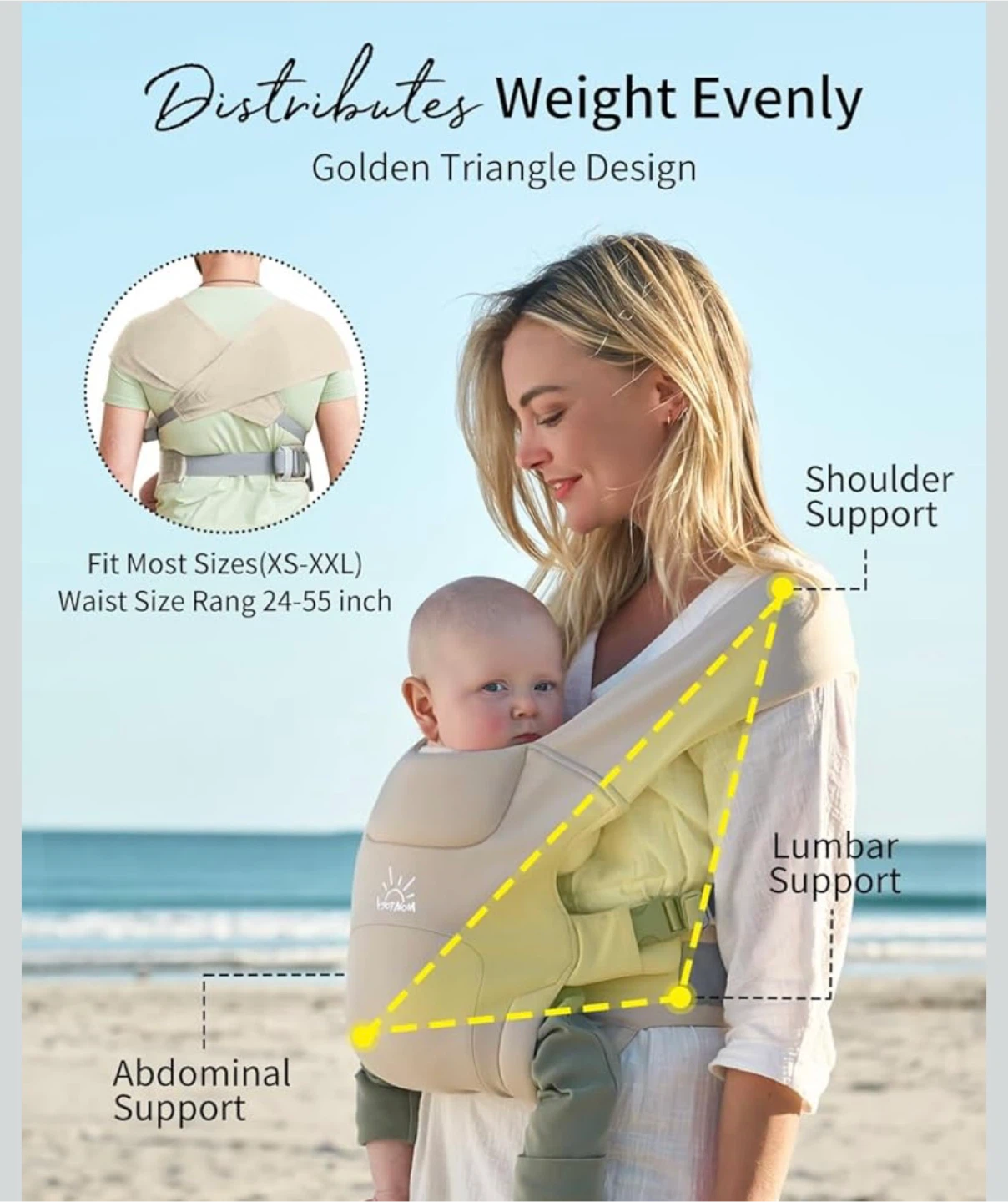 Momtory Baby Carrier - Beige - photo 3