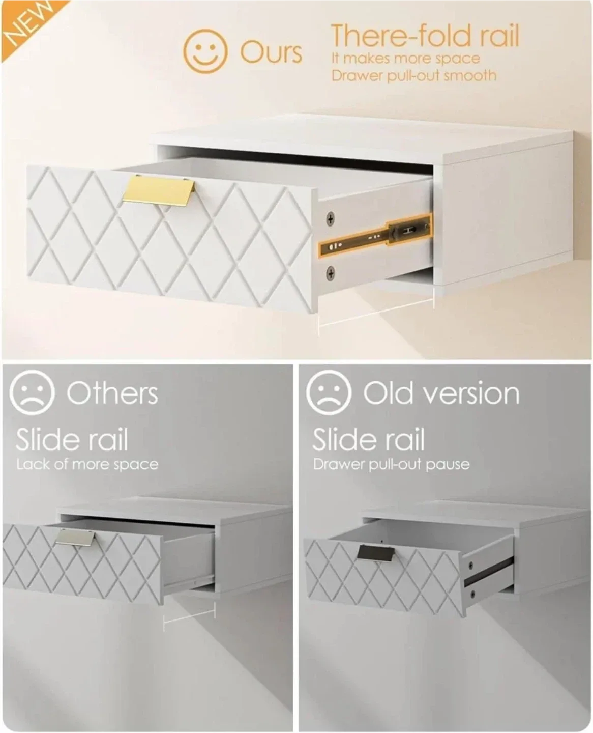 White Floating Nightstand with Drawer image indicator(2)