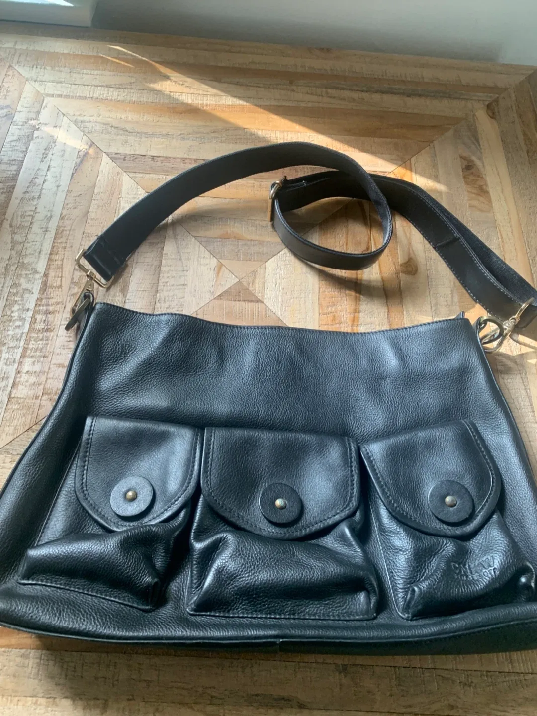 CNKW Black Leather Shoulder Bag