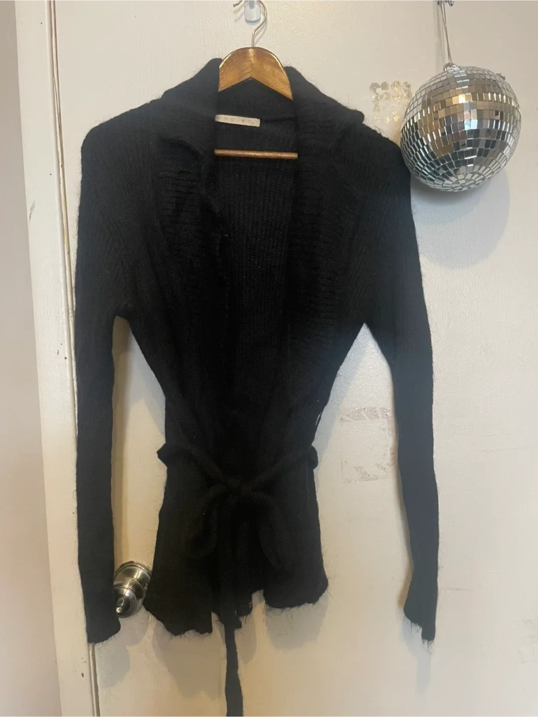 Black Knit Cardigan with Belt