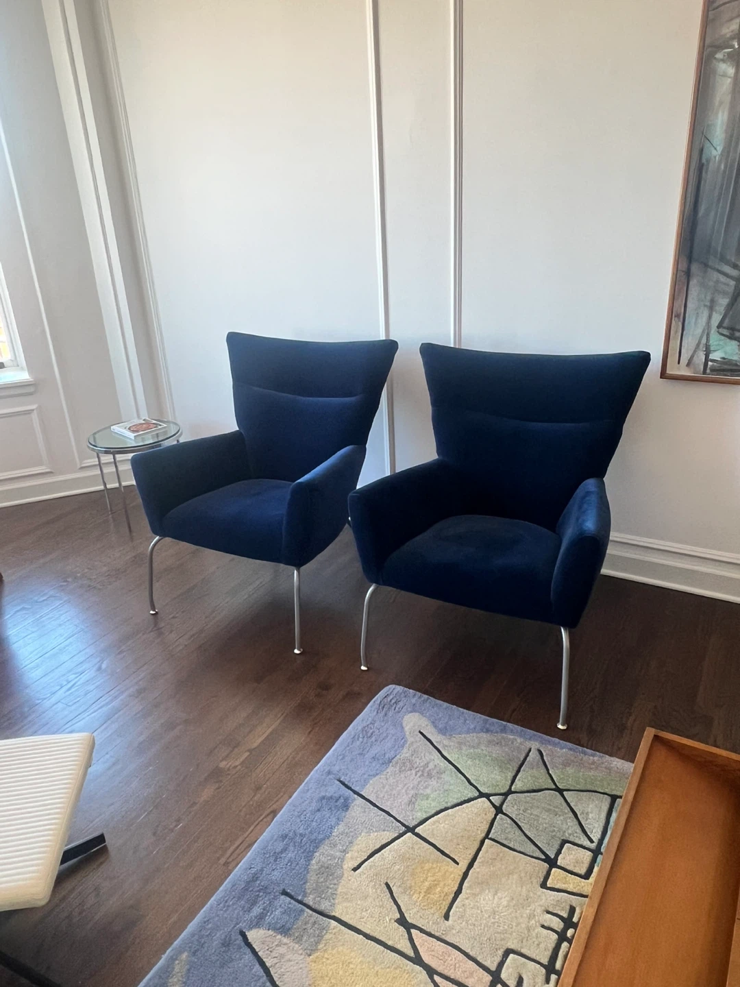 Pair of Blue Velvet Accent Chairs ($250 each) - photo 2