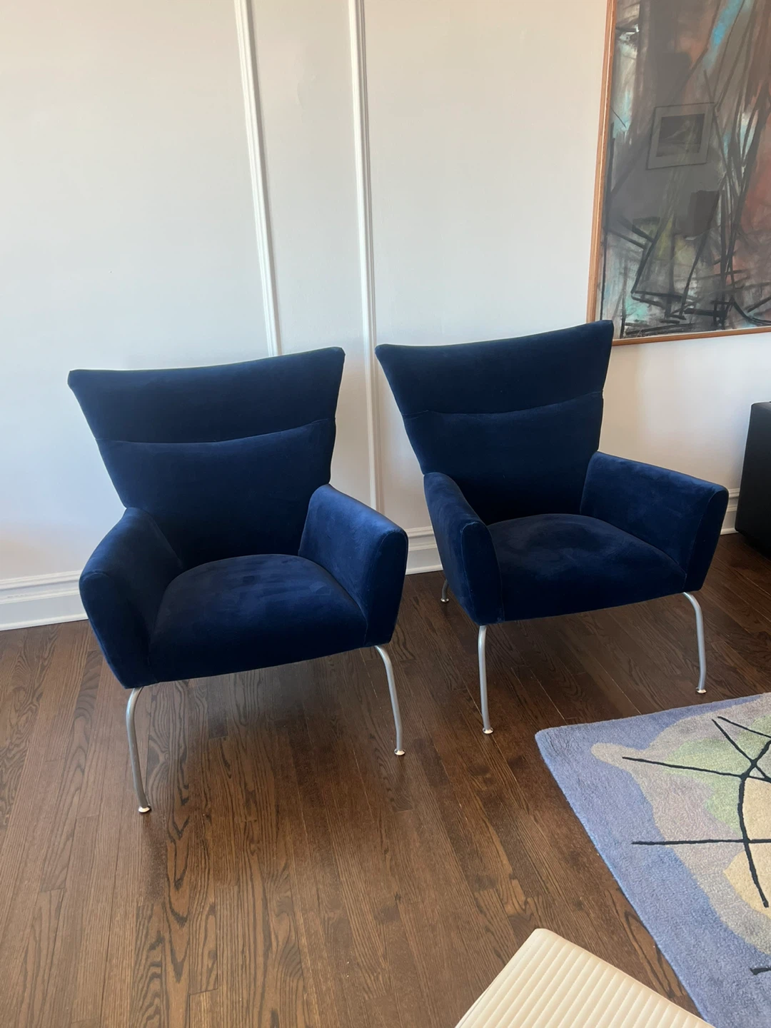 Pair of Blue Velvet Accent Chairs ($250 each)