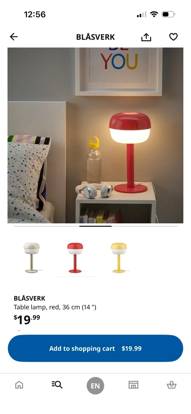 IKEA BLÅSVERK Table Lamp - Red, 36cm image indicator(2)