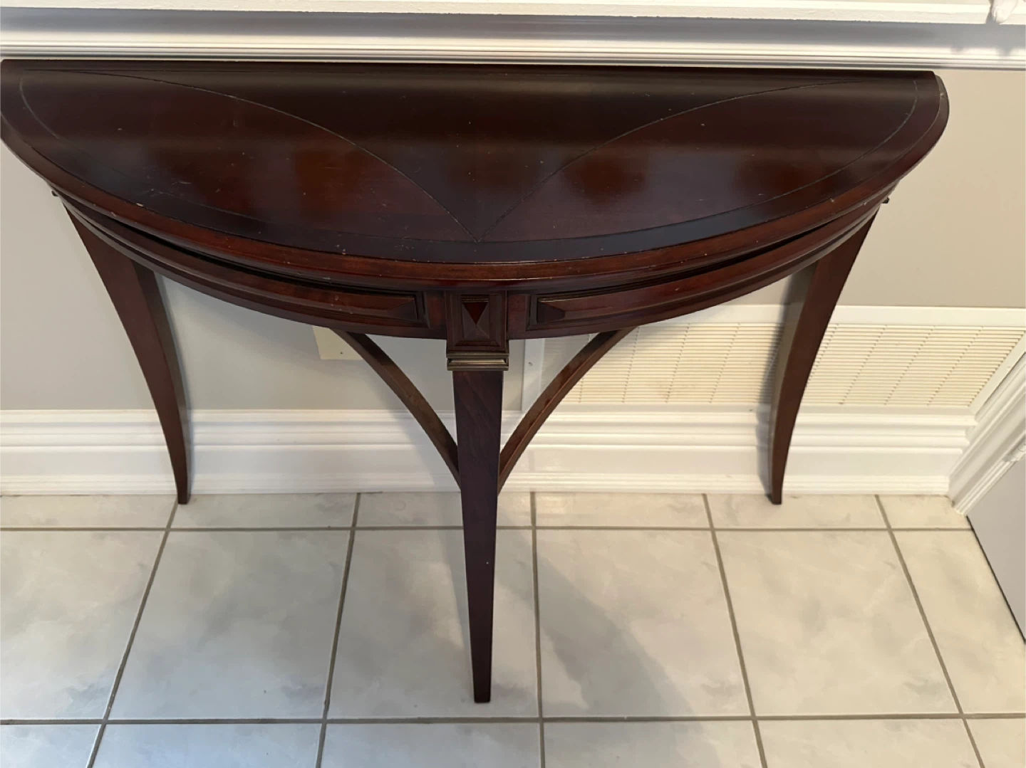 Dark Wood Half-Moon Console Table