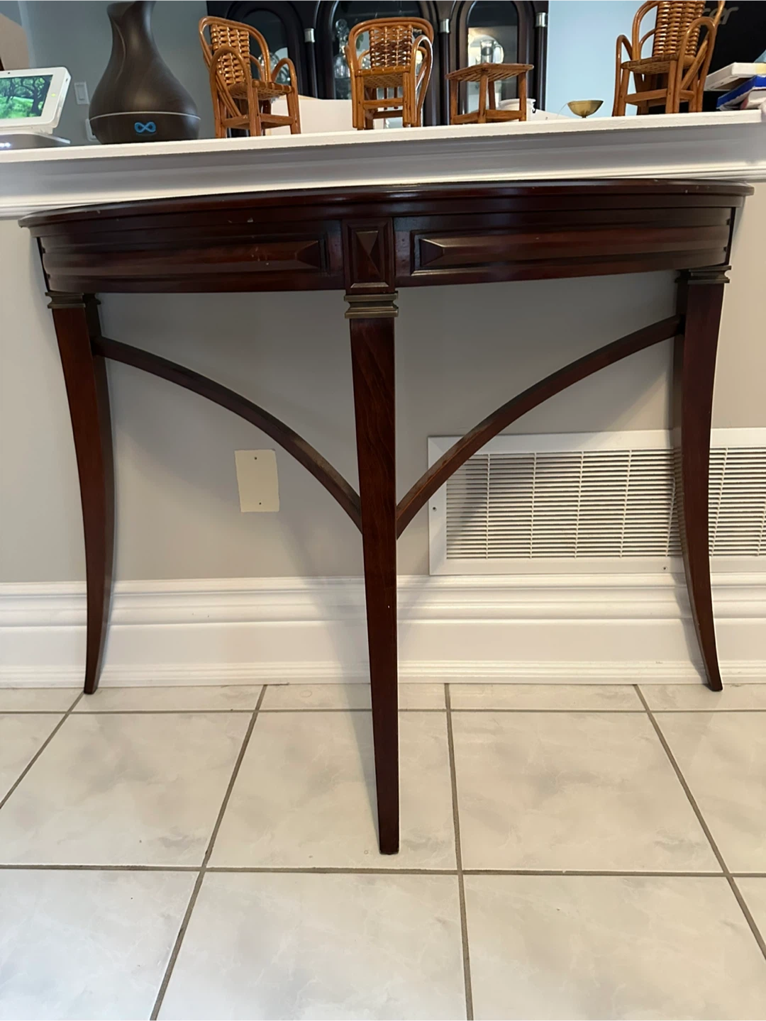 Dark Wood Half-Moon Console Table - photo 2