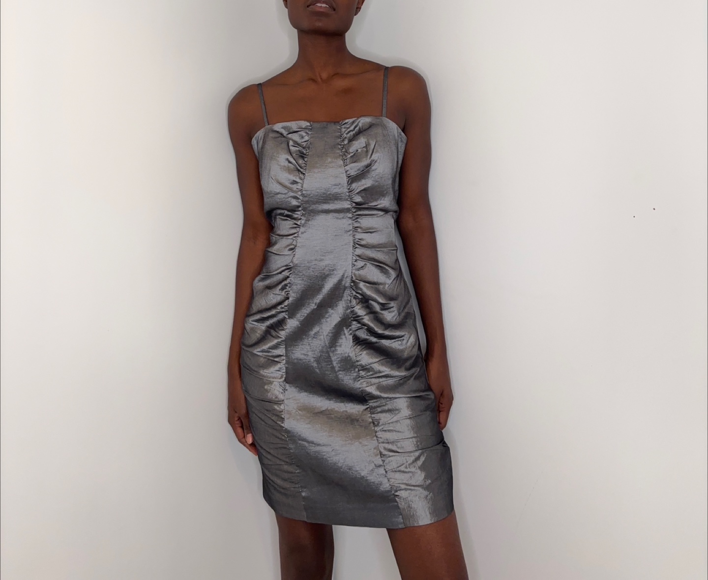 Calvin Klein Gum Gunmetal Pleated Mini Dress Size 8
