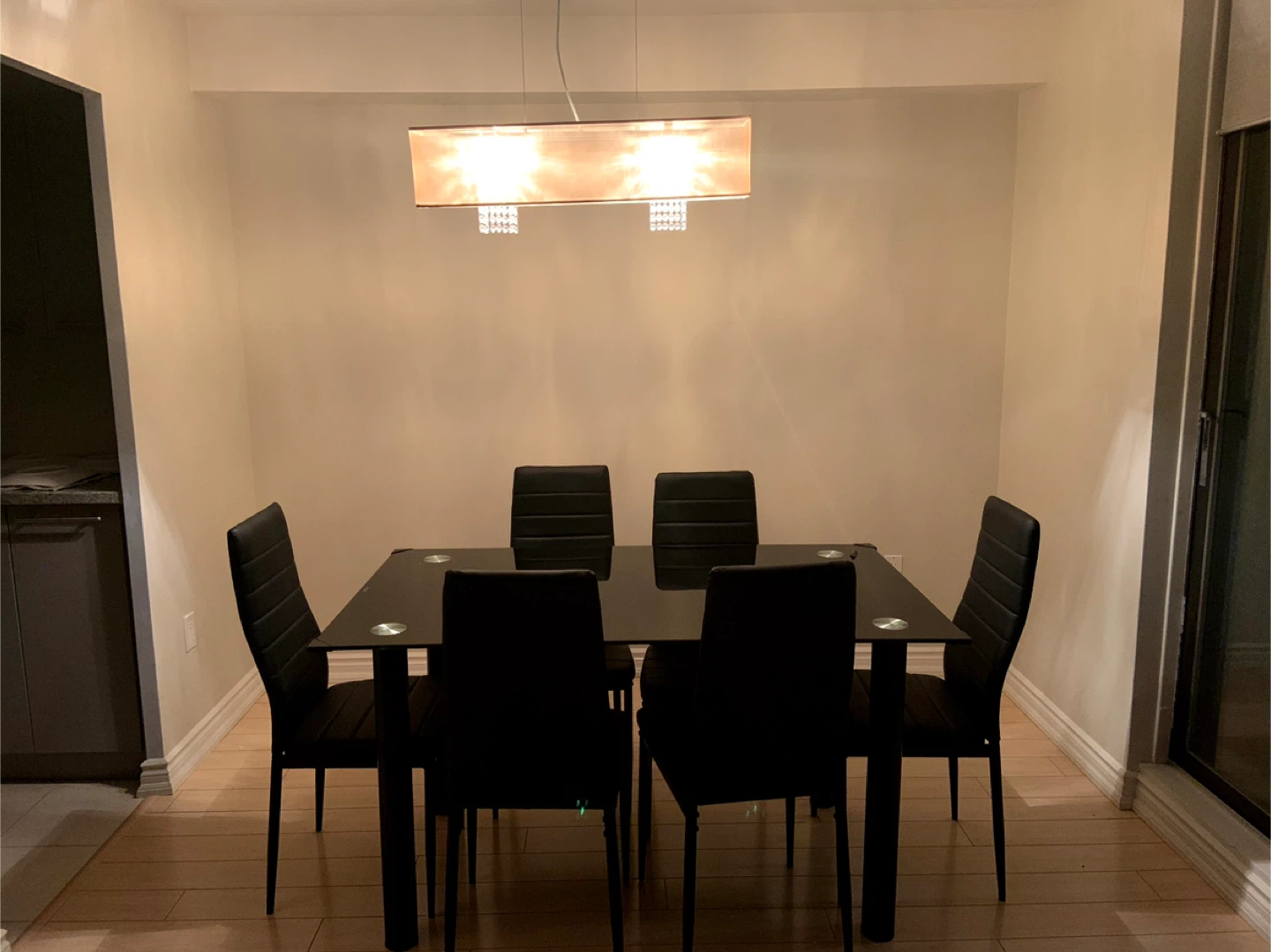 Dining Table with 6 Black Chairs