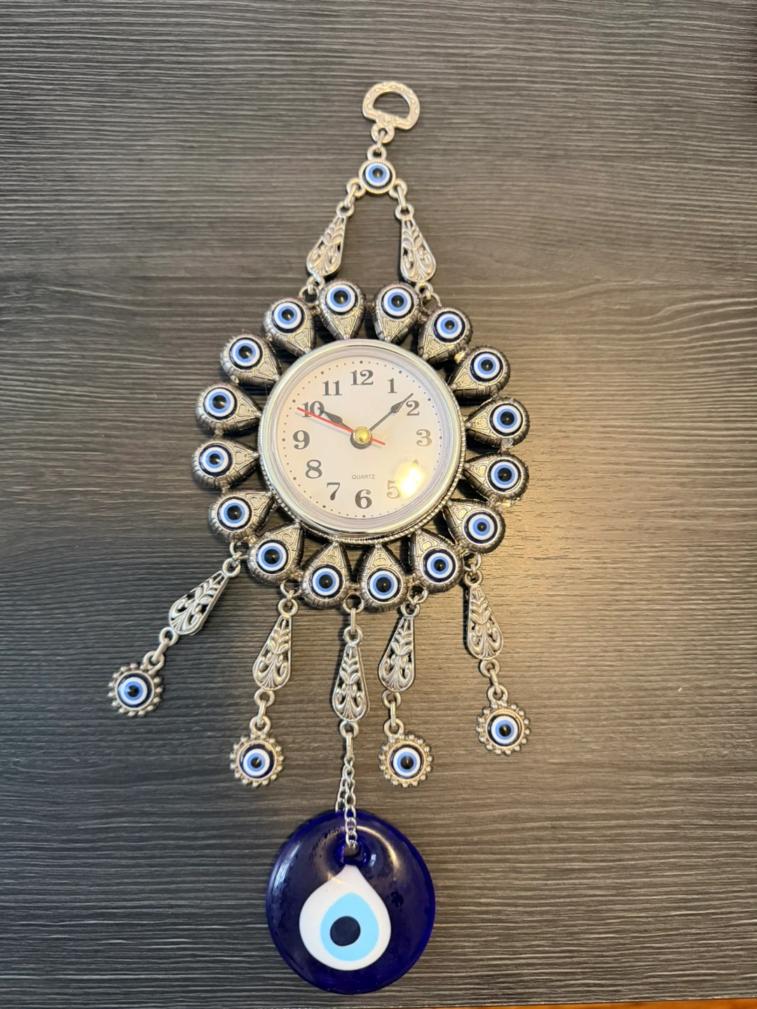 Evil Eye Wall Clock - Silver