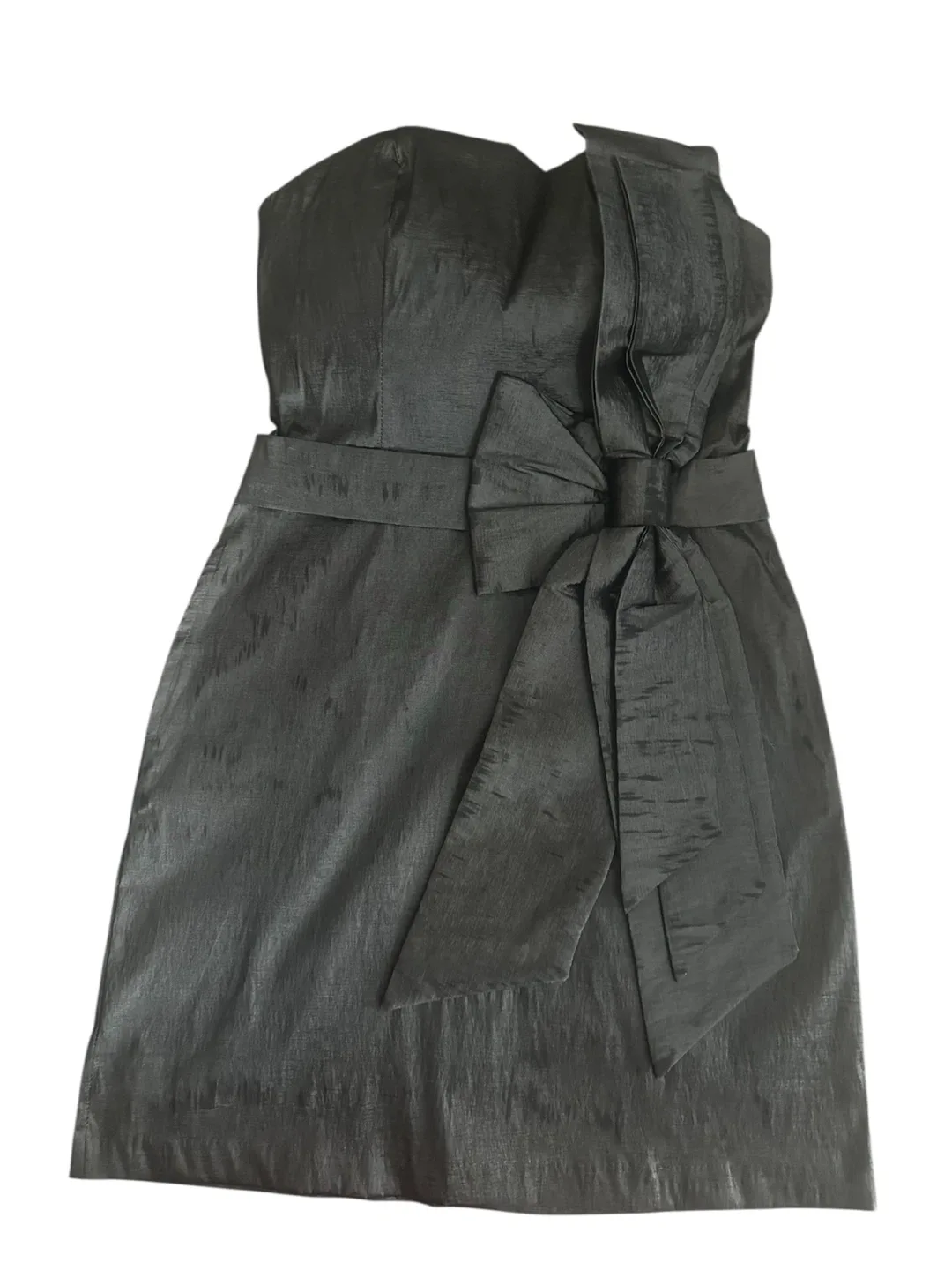 Black Strapless Dress with Bow Detail image indicator(2)