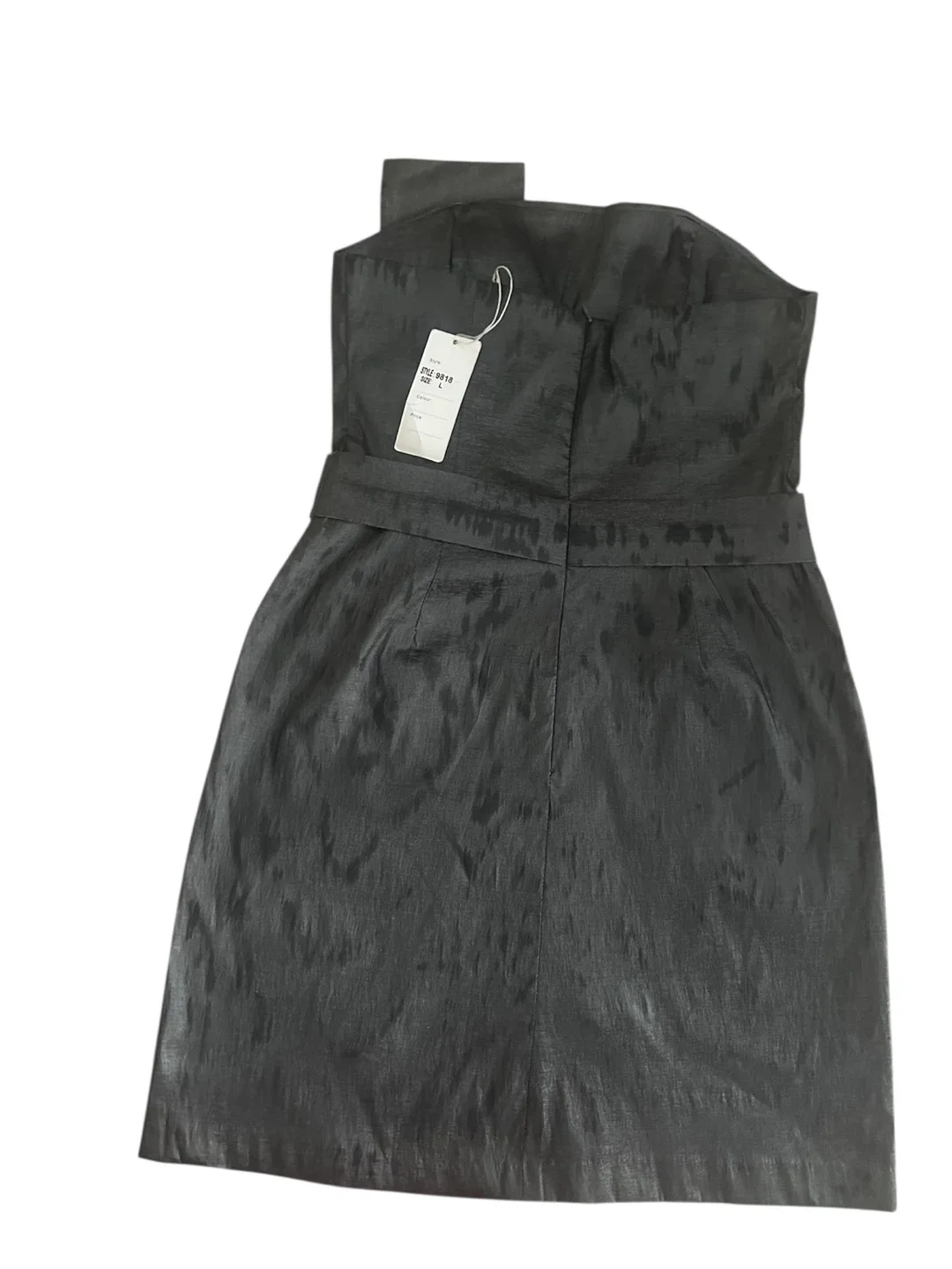 Black Strapless Dress with Bow Detail image indicator(4)