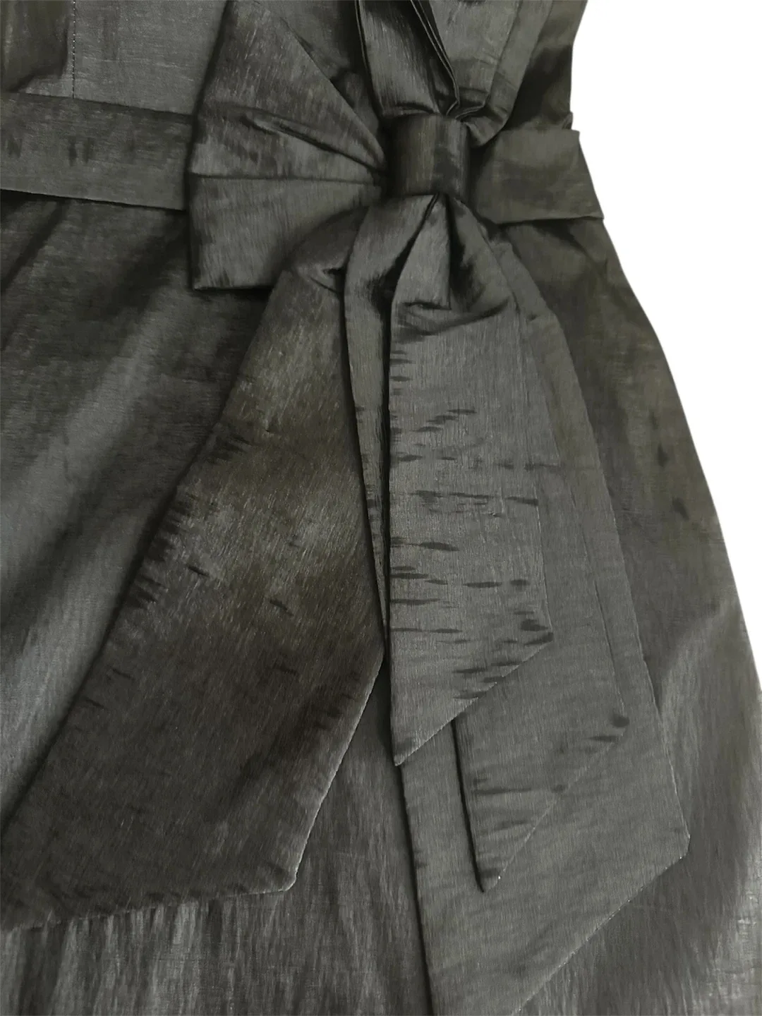 Black Strapless Dress with Bow Detail image indicator(3)