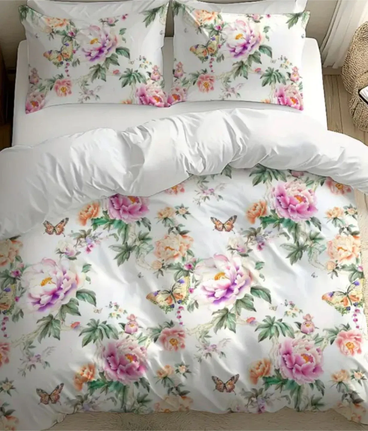 100% Cotton Queen size duvet cover sets, printed reversible image indicator(2)