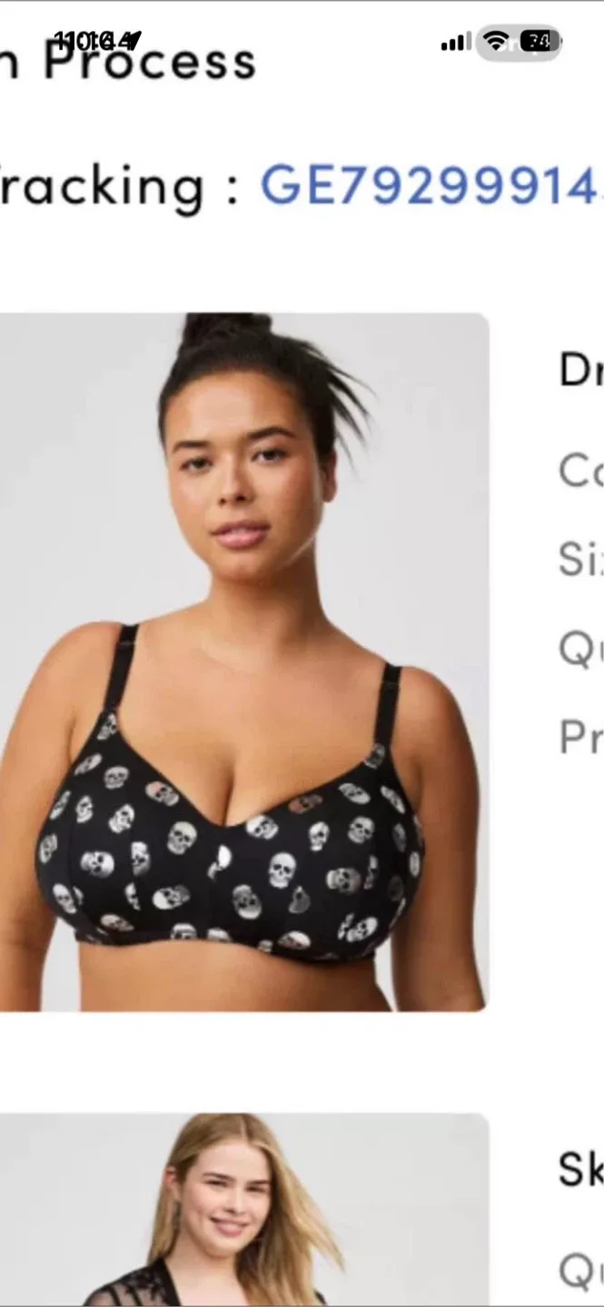 Dream Wire-Free Bra - Polka Dot Skull Black, Size 46D