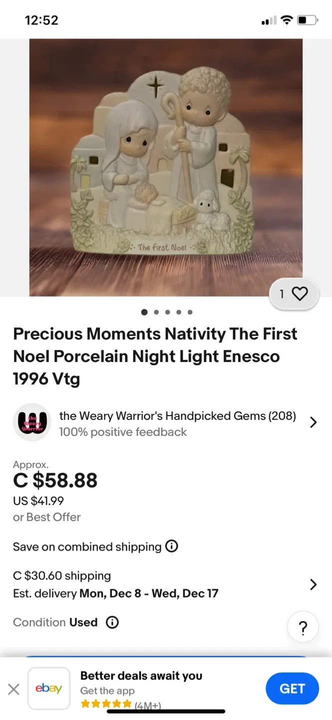 Precious Moments Nativity The First Noel Porcelain Night Light image indicator(3)
