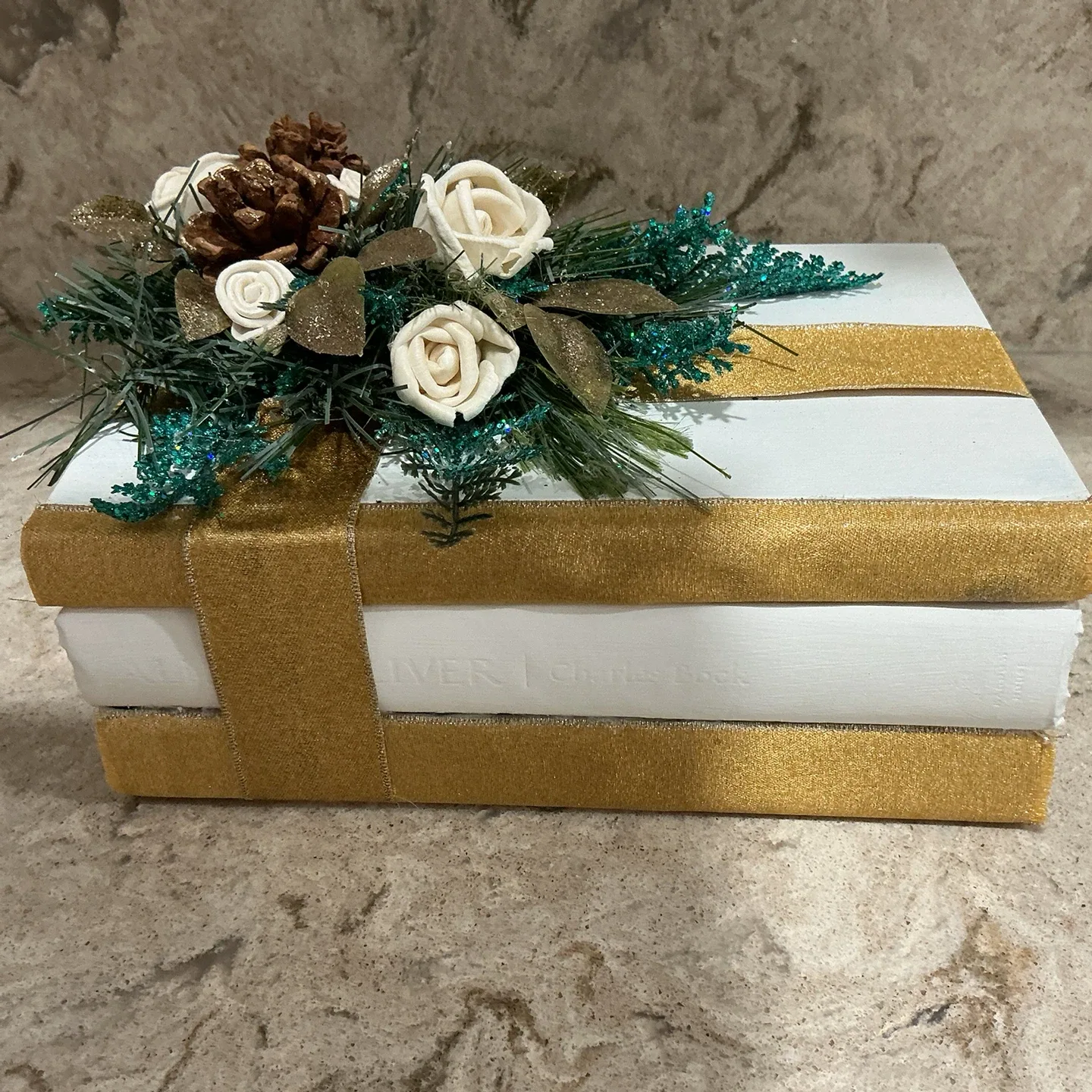 Decorative Book Stack with Floral Topping image indicator(2)