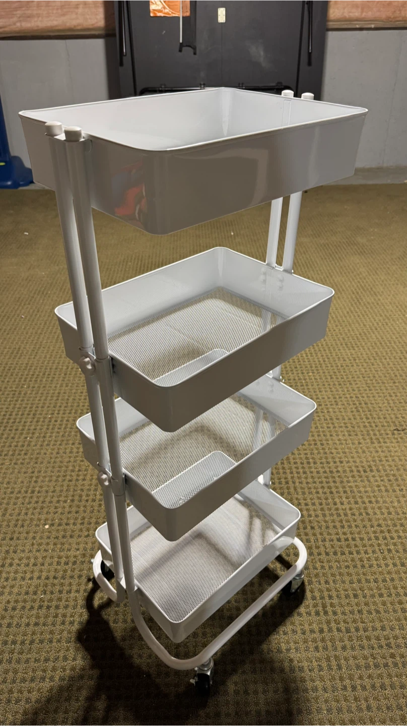 White Rolling Cart - 4 Tier