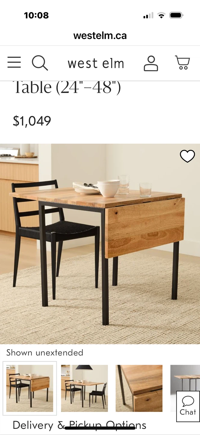 West Elm Drop Leaf Expandable Table (24"-48")