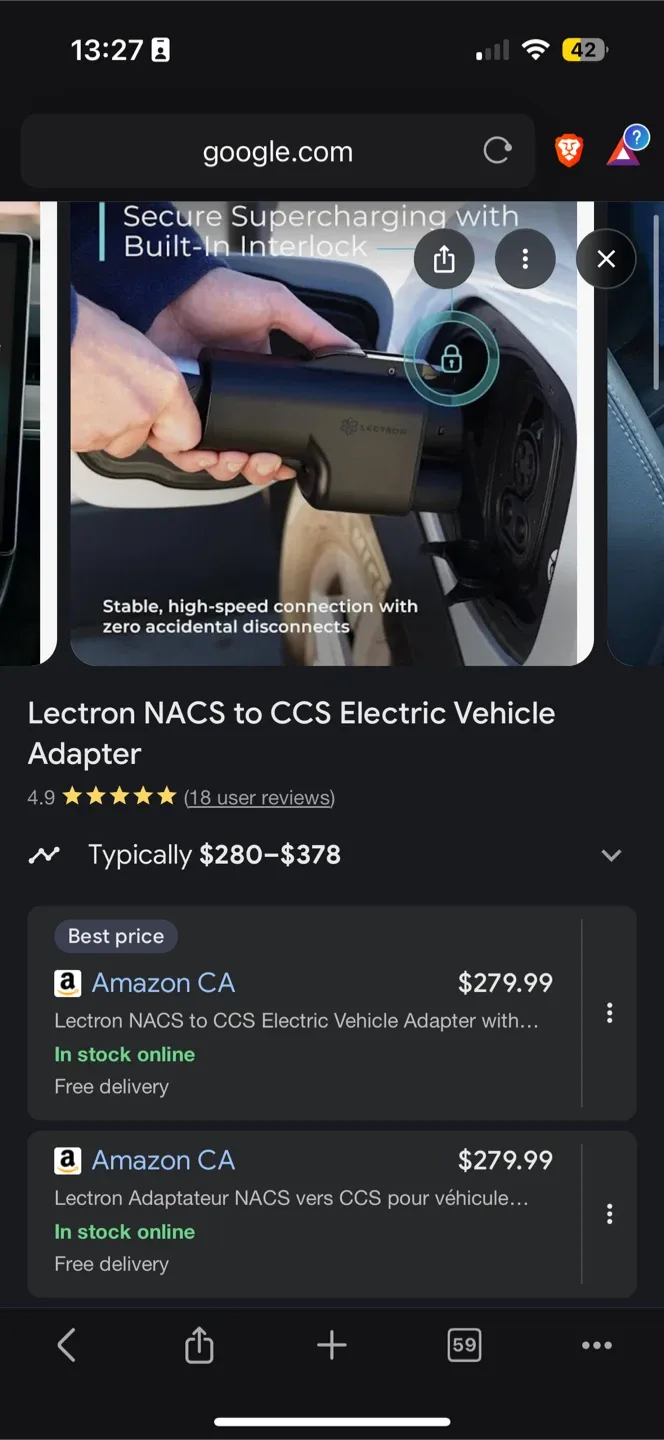 *New* $315+ EV Charger Adapter NACS TSL to CCS1 image indicator(2)