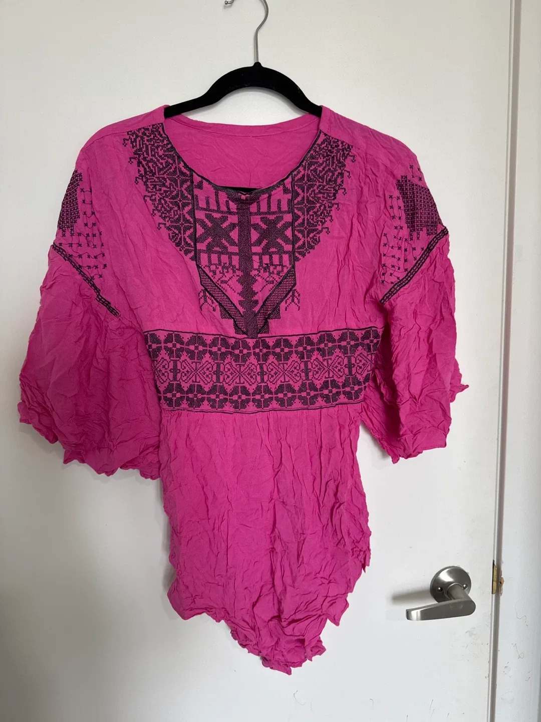 Pink Embroidered Blouse S/M