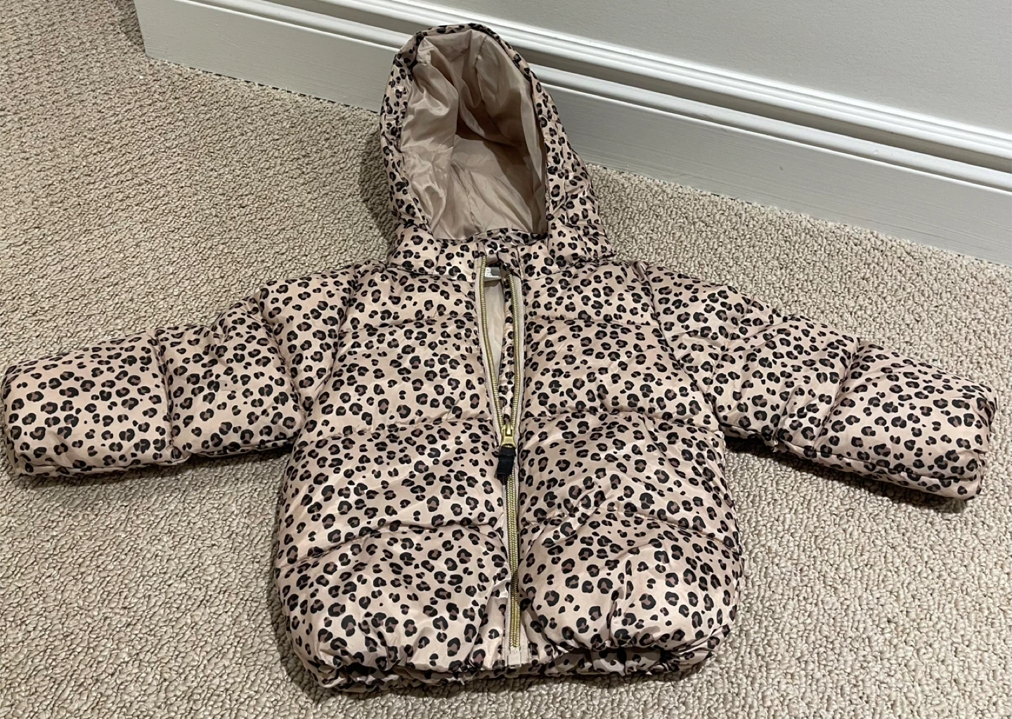 H&M Leopard Print Puffer Jacket, Size 9-12M