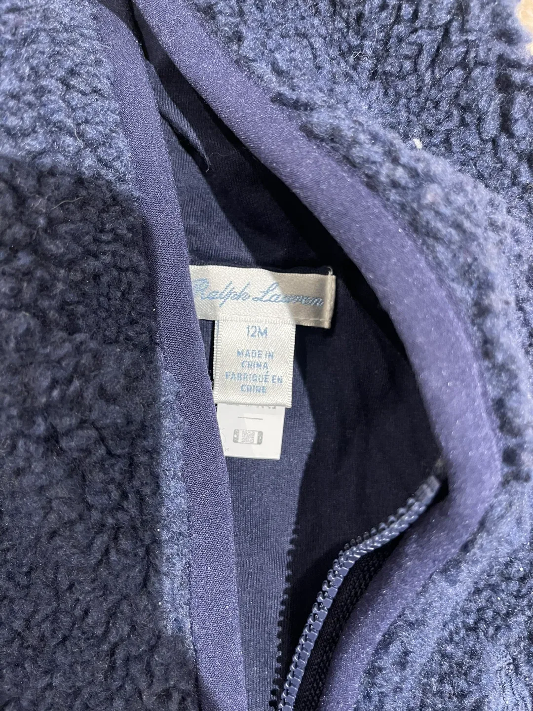 Ralph Lauren 12M Fleece Hoodie - Navy Blue image indicator(2)