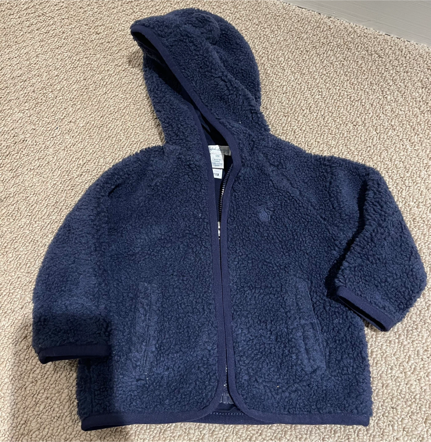 Ralph Lauren 12M Fleece Hoodie - Navy Blue