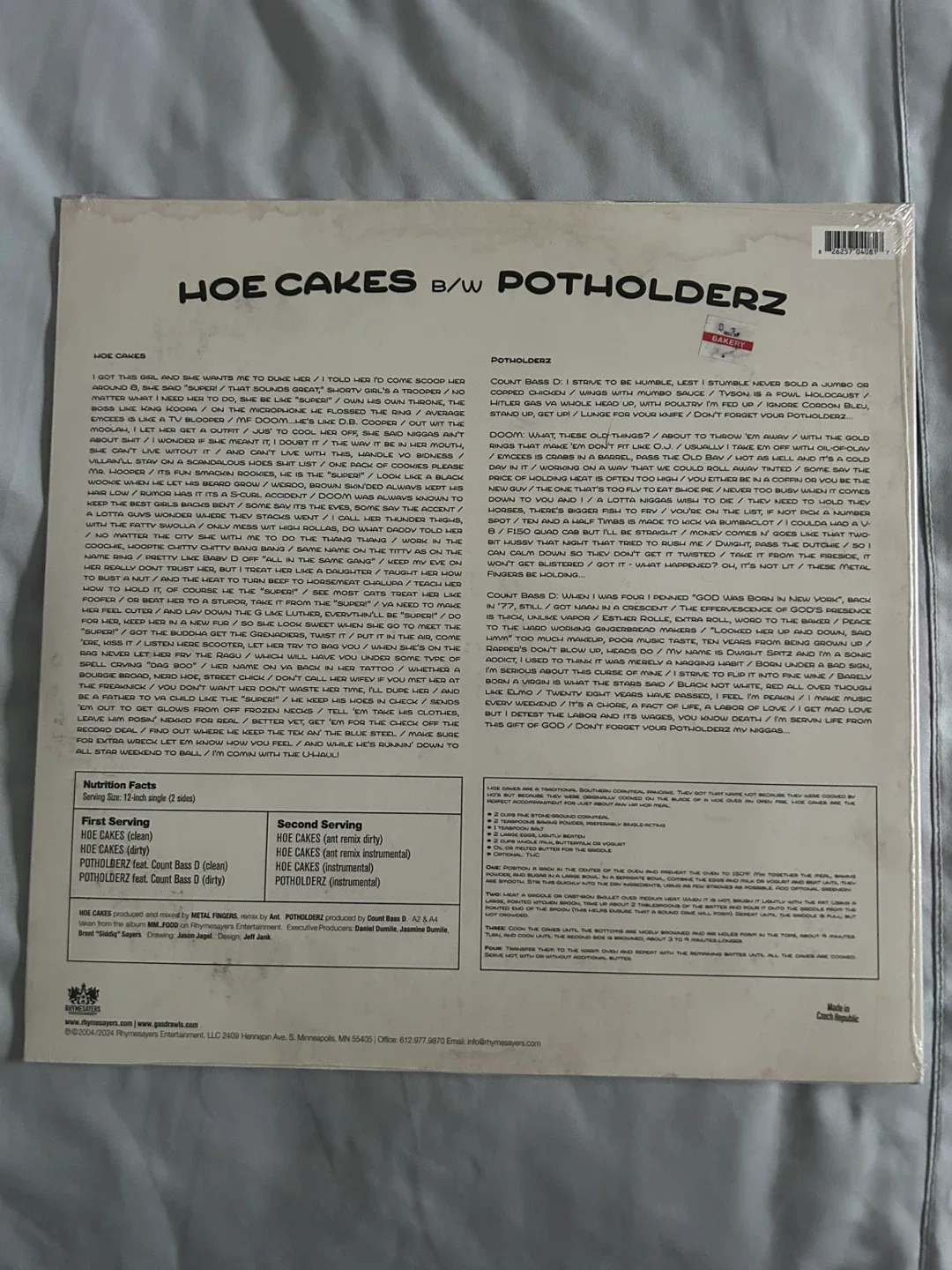 MF DOOM - Hoe Cakes B/W Potholderz Vinyl image indicator(2)