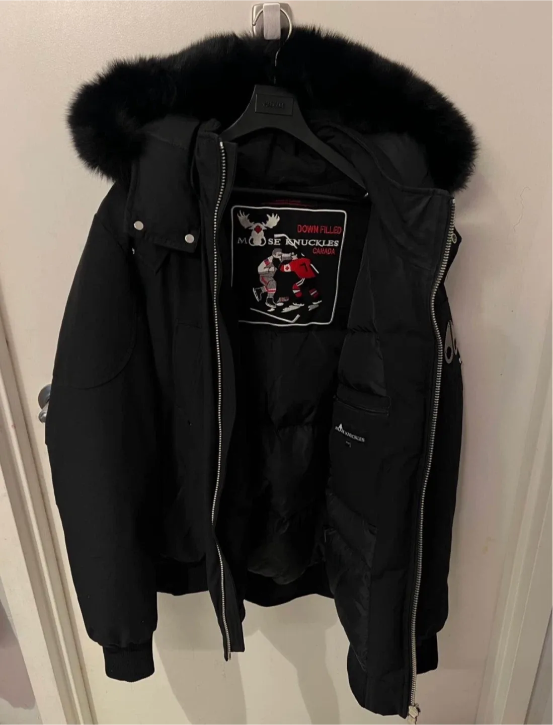 Moose Knuckles Black Down-Filled Bomber Jacket image indicator(3)
