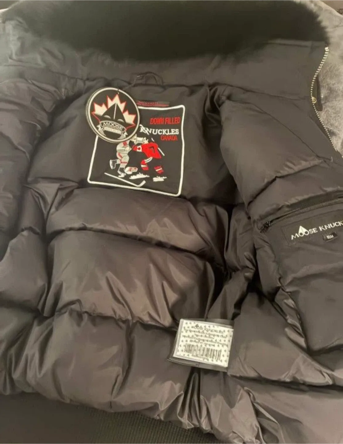 Moose Knuckles Black Down-Filled Bomber Jacket image indicator(2)