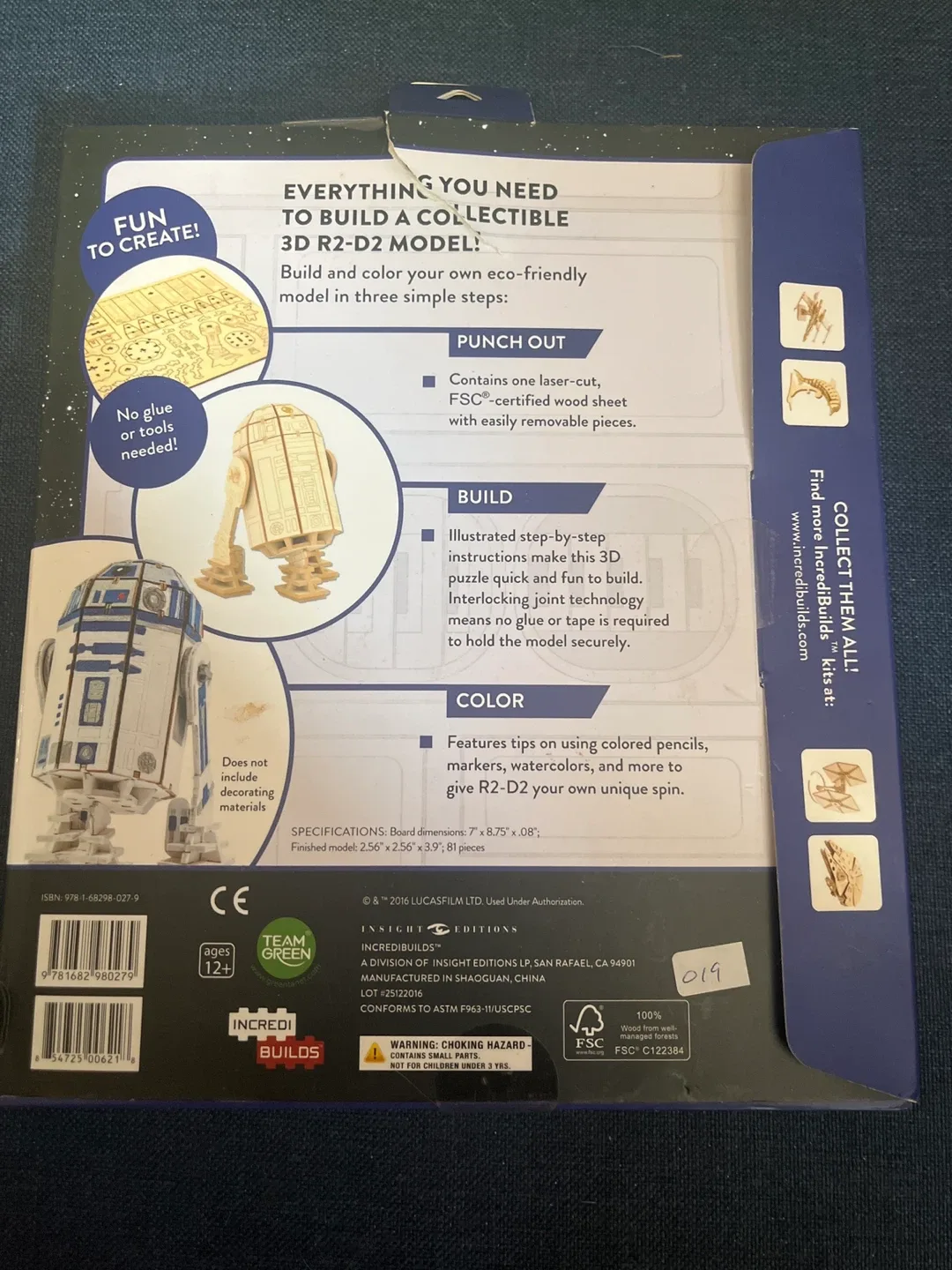 Star Wars R2-D2 3D Wood Model Kit image indicator(2)