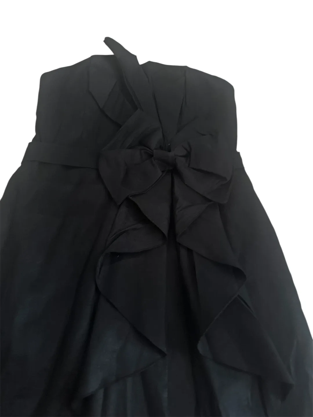 Black Strapless Dress with Bow Detail image indicator(3)