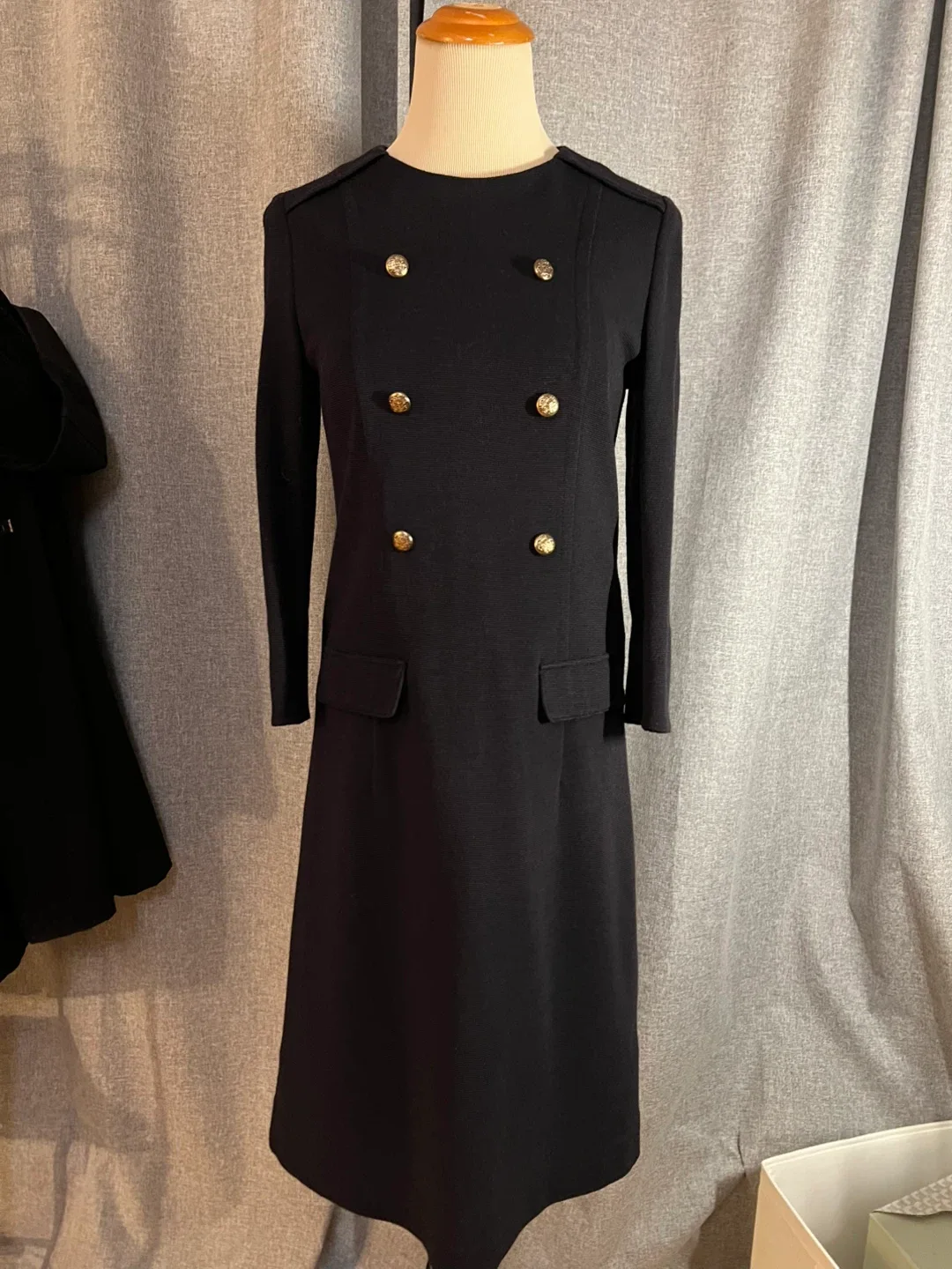 Dark Navy Dress with Gold Buttons