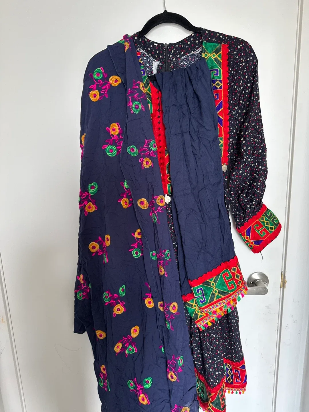 Embroidered Afghan Dress with Shawl and pant image indicator(3)
