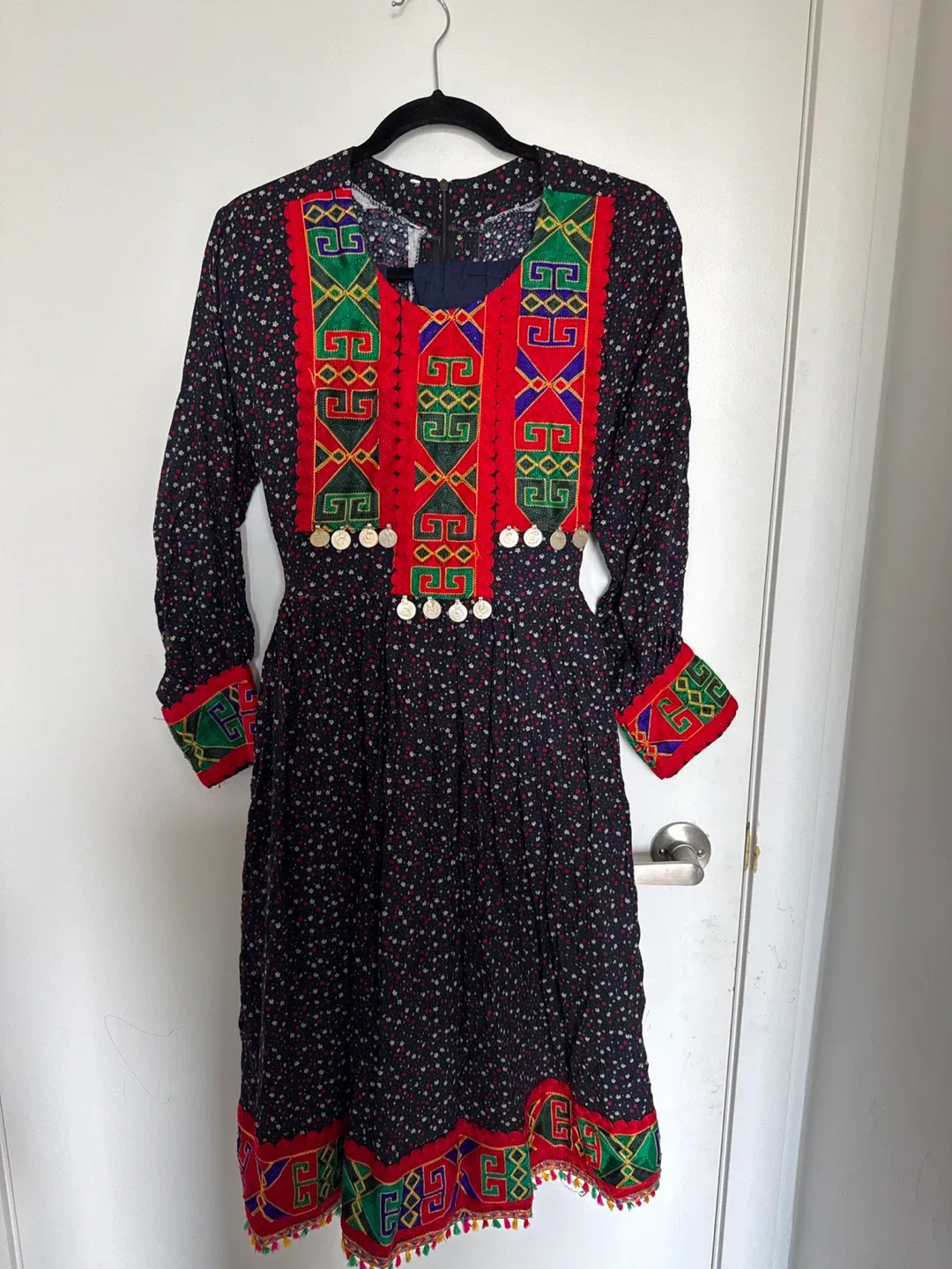 Embroidered Afghan Dress with Shawl and pant