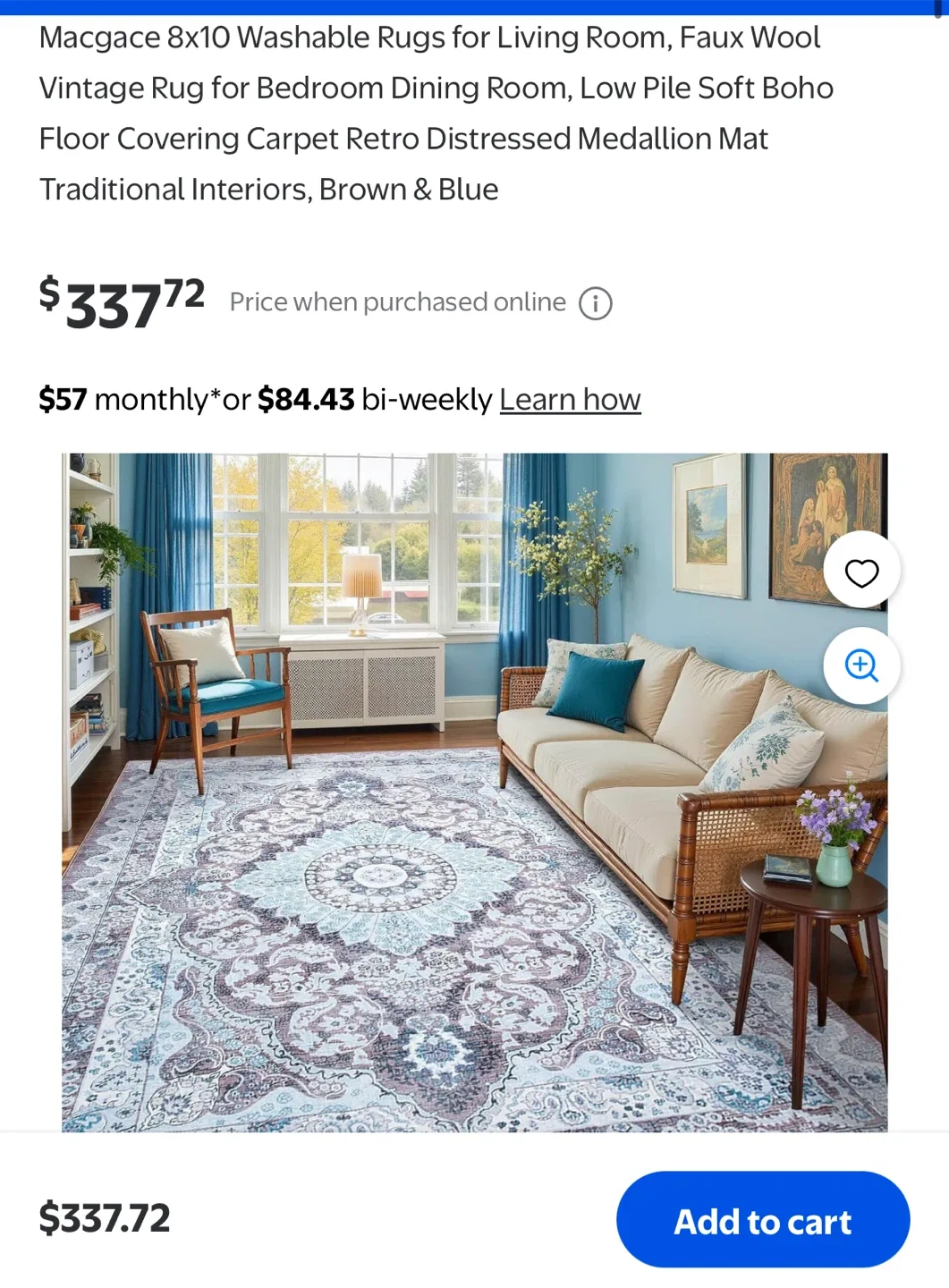 New Macgace 8x10 Washable Rug - Brown & Blue image indicator(2)