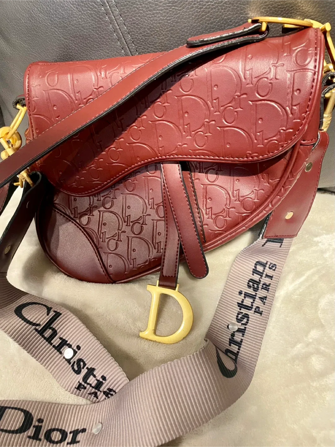 Christian Dior Saddle Bag - Burgundy image indicator(5)