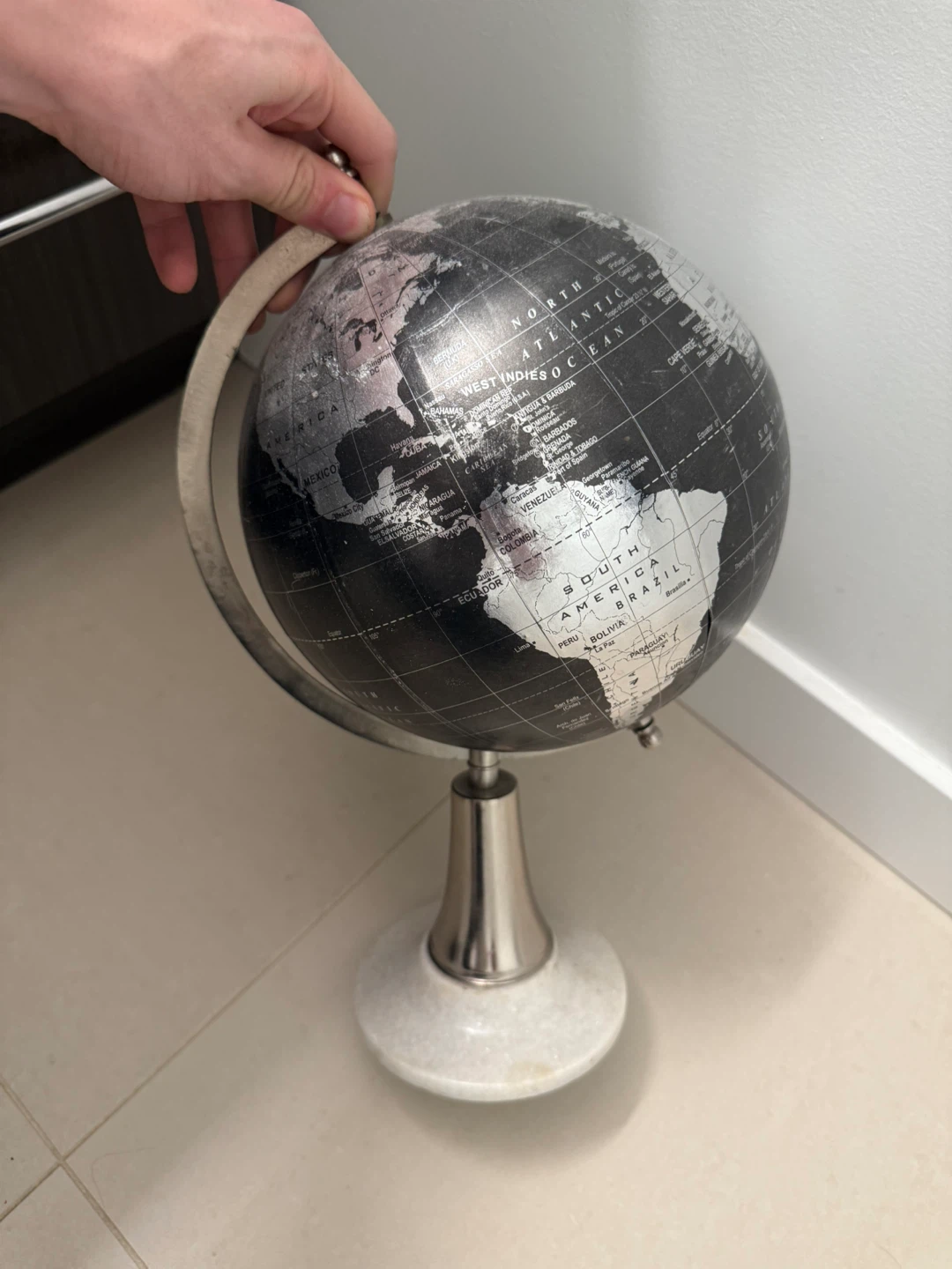 Silver and Black World Globe - photo 5