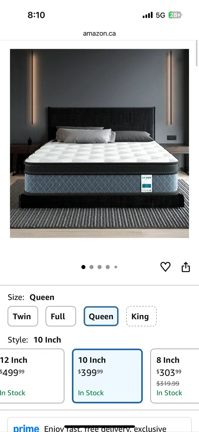 Crystli Queen 10 Inch Hybrid Mattress