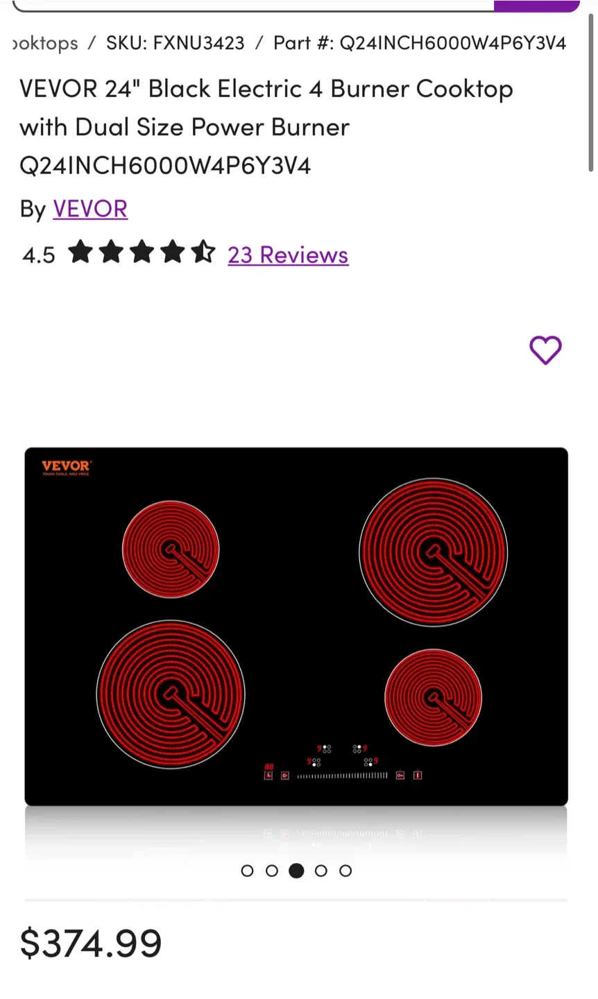 VEVOR 24" Black Electric 4 Burner Cooktop image indicator(2)