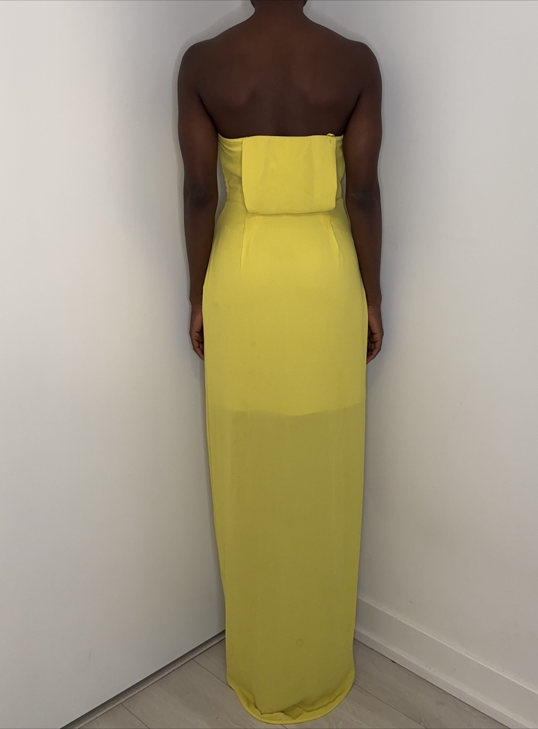 BCBGMAXAZRIA Yellow Chiffon Strapless Maxi Gown 2 - photo 3