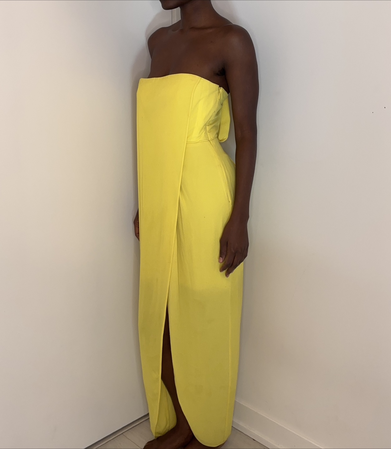 BCBGMAXAZRIA Yellow Chiffon Strapless Maxi Gown 2 - photo 2