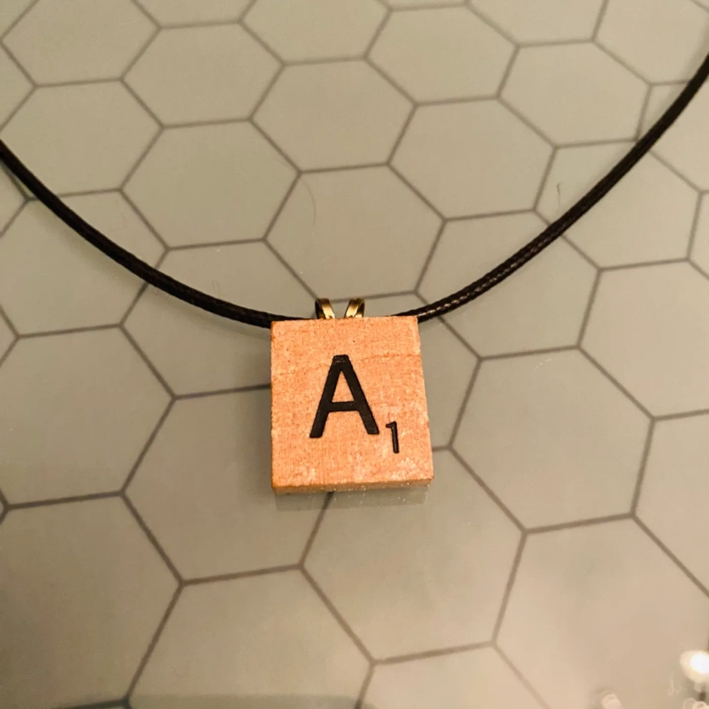 Scrabble Tile 'A' Pendant Necklace image indicator(2)