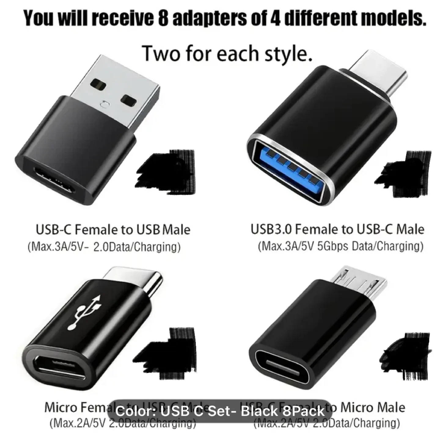 4-Pack USB-C to USB Adapter Set image indicator(3)