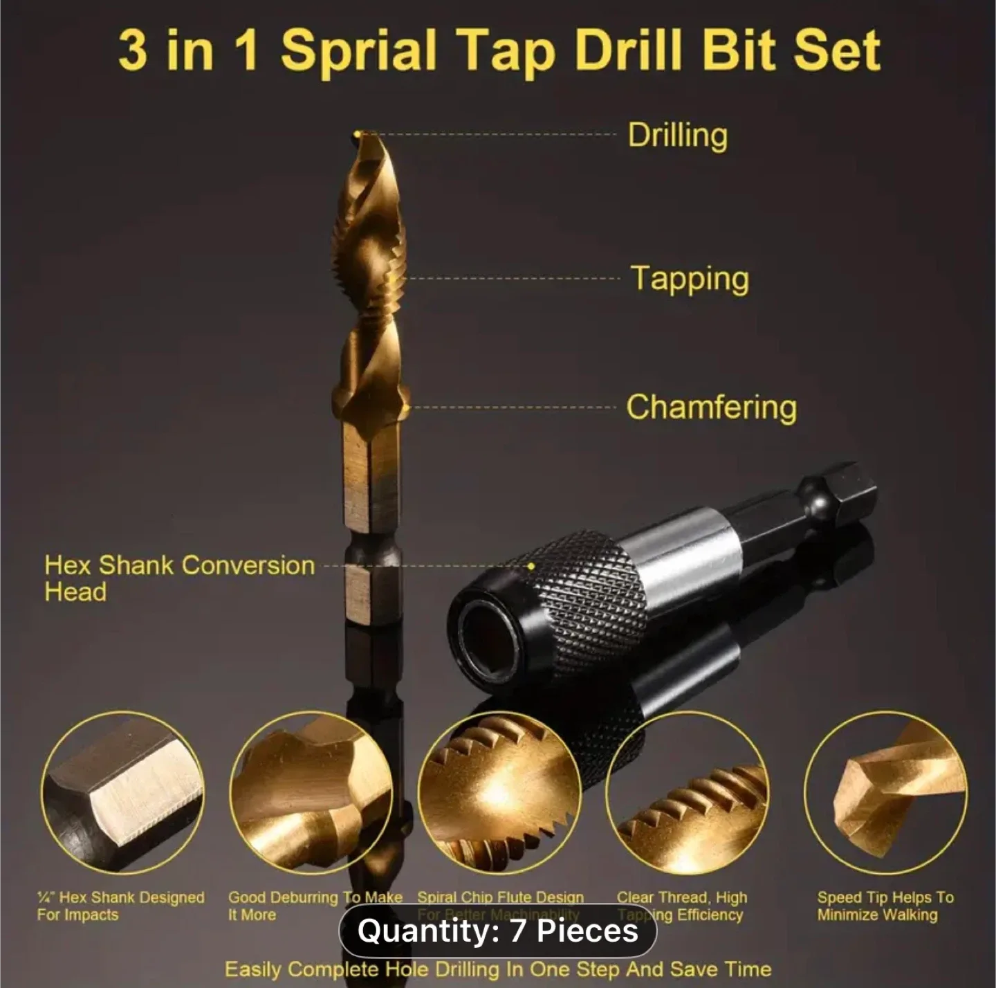 7pcs Drill Bit And Threading Tool Set image indicator(2)