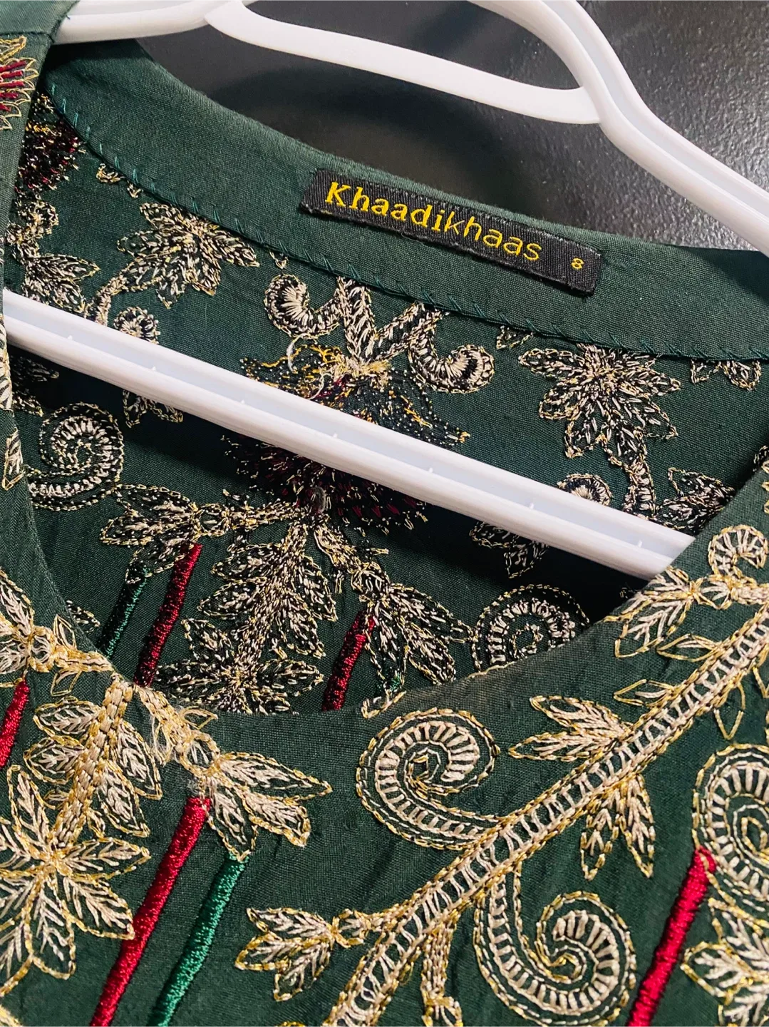 KhaadiKhaas Green Embroidered Kurti - Size 8 image indicator(3)