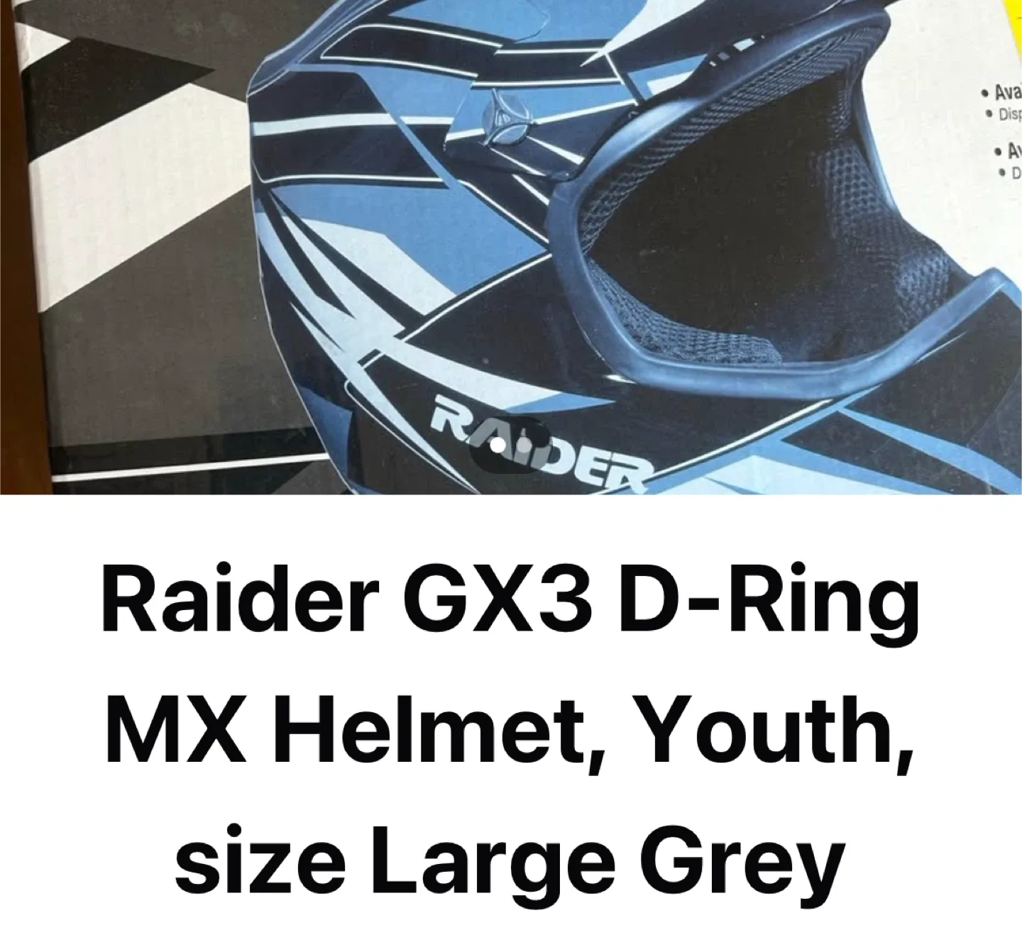 Raider GX3 Youth MX Helmet - Size Large Grey image indicator(3)
