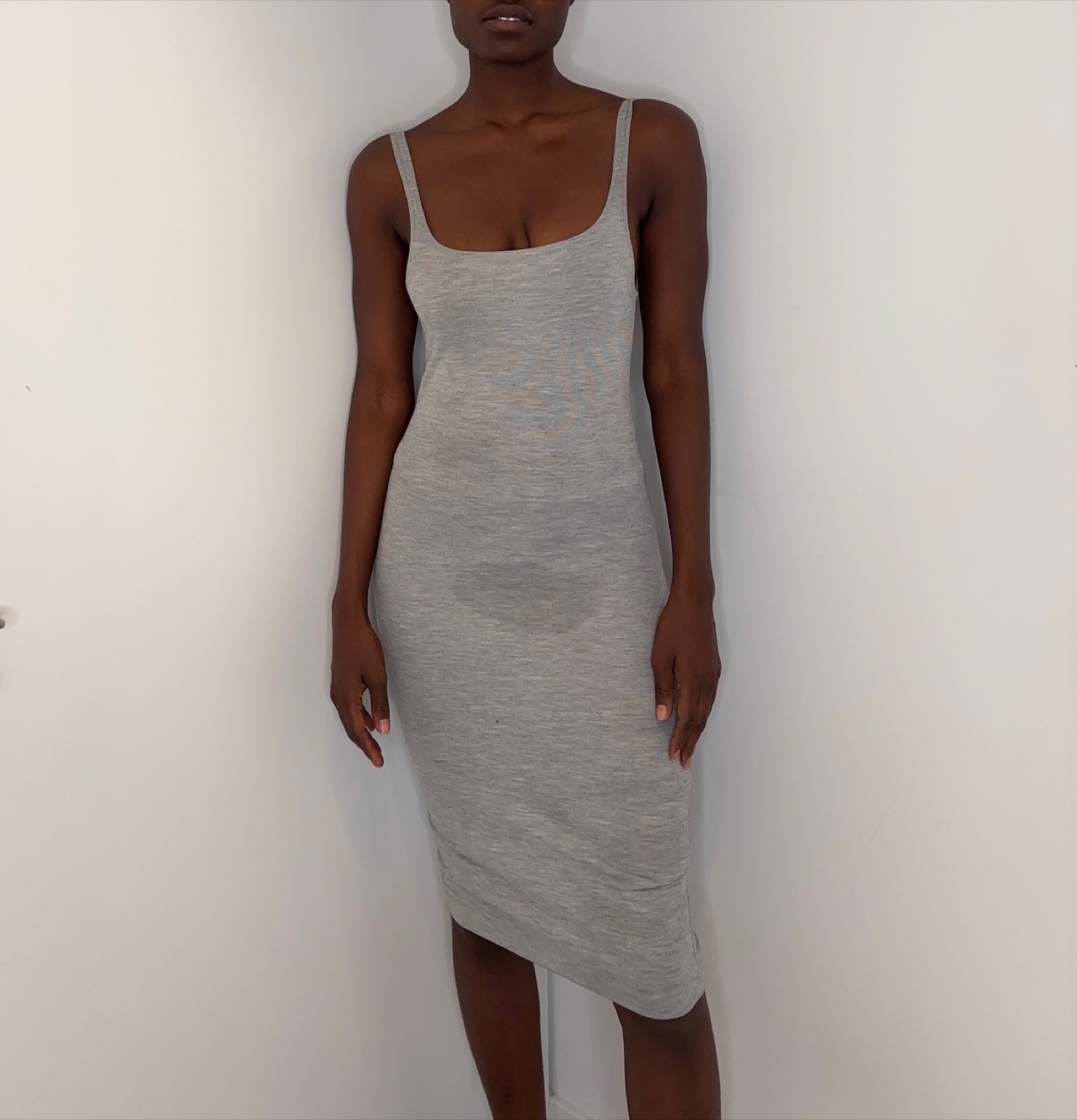 Zara Trafaluc Grey Bodycon Midi Dress Size S