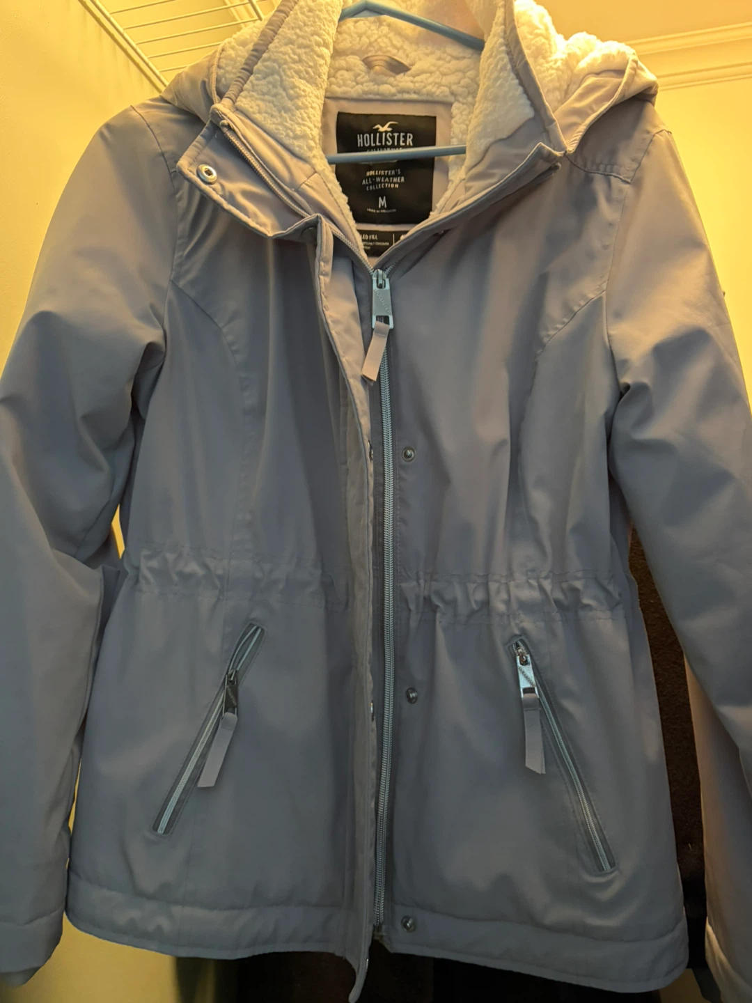 Hollister Light Grey Hooded Jacket - Size M