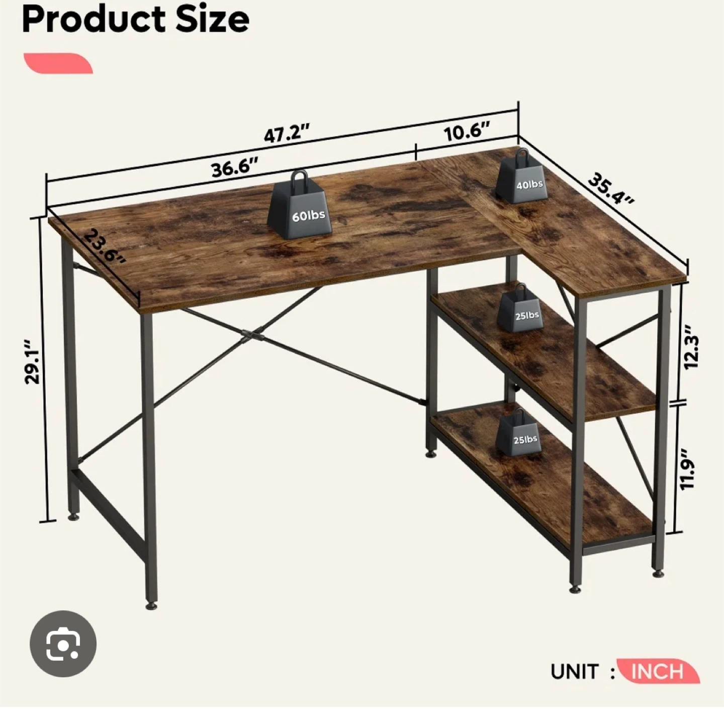 L-shaped Corner Desk with Shelves - photo 3